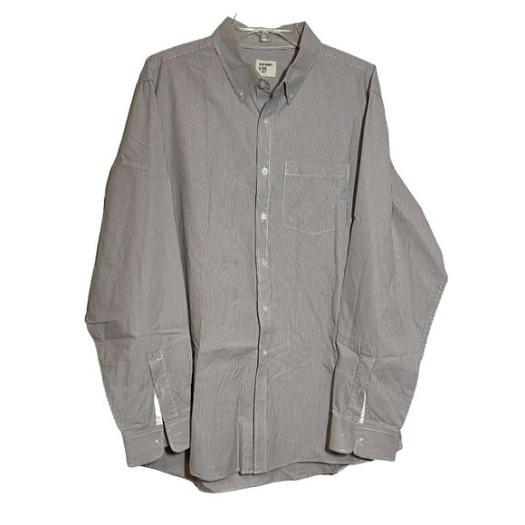 Old Navy Shirt Size XXL Mens Classic Button Up Long Sleeve Brown Pin Stripe 2XL - Picture 1 of 6